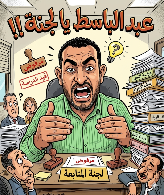 كاريكاتير ساخر بعنوان: عبد الباسط يا لجنة.