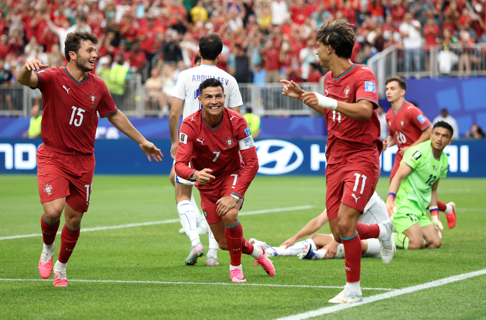 النجم البرتغالي كريستيانو رونالدو بعد تسجل هدف التقدم اليوم في كأس العالم 2026.